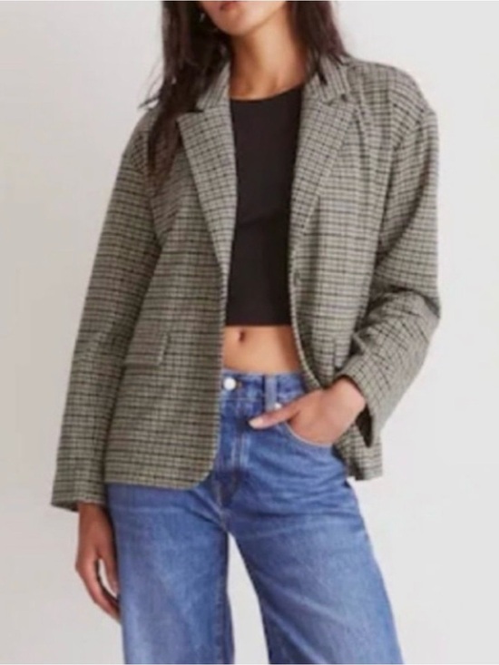 Madewell Jackets & Blazers - Madewell Larsen Houndstooth Blazer Size M Oversized Plaid Academia